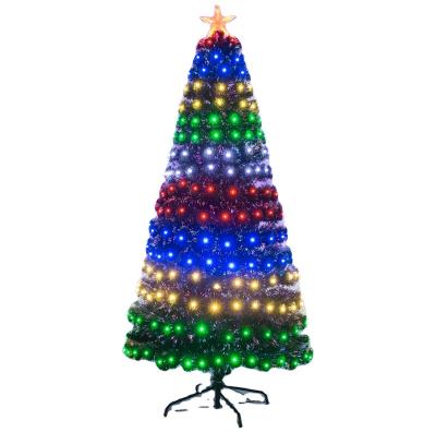 China PVC/Fiber Optic Pre-Lit Artificial Christmas Tree 6FT Fiber Optic Lights All Multicolor LED Lights and Plastic Stand for sale