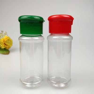 China 100ML PET Shaker Spice Salt Pepper Stocked Empty Transparent Bottle for sale