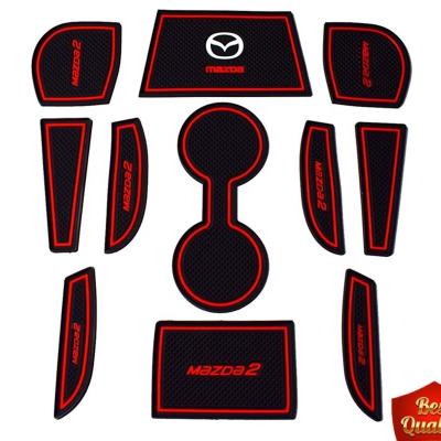 China Easy Installation Automobile Interior Trim For Mazda 2 Door Slot Mat All New Mazda2 Door Groove Mat Anti Slip Mat Pad /Cup 13pcs Kit 2015-2018 for sale