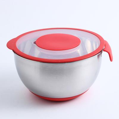 China Sustainable Top Rated Stainless Steel Mixing Bowls For Cake With Clear Lid Home Bases Cooking Serving Bowls for sale