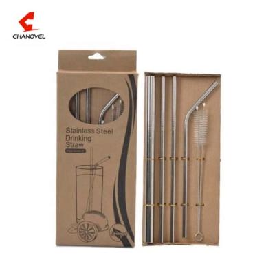 China Sustainable 304 Stainless Steel Metal Drinking Straw Reusable With Paper Box Customized for sale