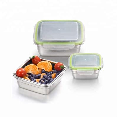 China Freshness Preservation Set Of 3 Pcs 18/8 SS Stainless Steel Leakproof Lunch Box Food Container for sale