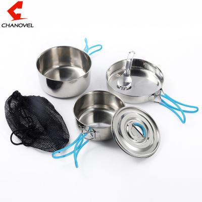 China Eco - Friendly Outdoor Camping Equipment 5 Pcs Stainless Steel Travel Cooking Dining Utensils Set for sale