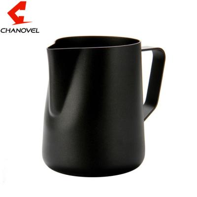 China 304 viable stainless steel 12oz/350ML, 20oz/600ML black frothing pitcher for coffee milk for sale