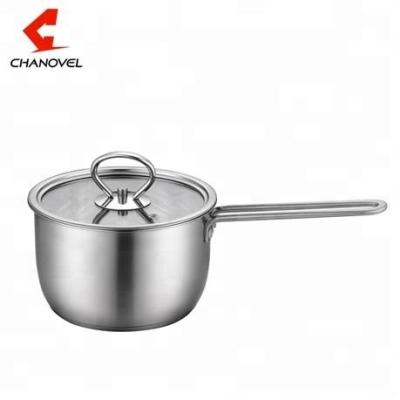 China Sustainable High Quality Stainless Steel Small Milk Boiling Pot With Lid And Single Handle for sale