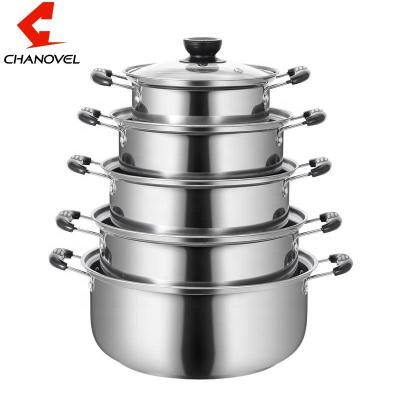 China 10pcs Stainless Steel Sustainable Stock Pot /cookware Set With Glass Lid Casserole Set for sale