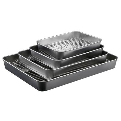 China Rectangle Metal Oven Baking Cookie Tray Professional Quality Kitchen Stocked Bake Trays NOT Wrap 2 Inch Deep Rust Free for sale