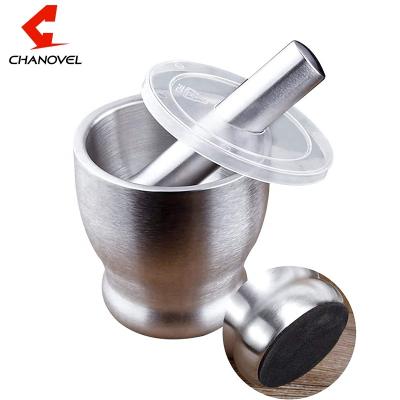 China Stocked Mortar and Pestle, Sopito 304 Stainless Steel Spice Grinder Pill Crusher with Lid for Crushing Grinding with Anti Slip Base for sale