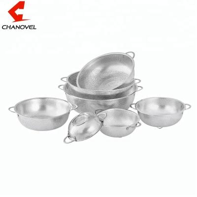 China Sustainable Silver Stainless Steel Colander Mesh Basket for sale