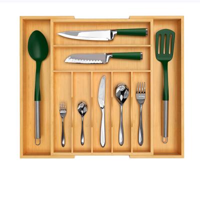 China Kitchen Drawer Organizer Silverware Organizer Utensil Holder and Viable Bamboo Cutlery Tray Drawer Dividers for Flatware for sale