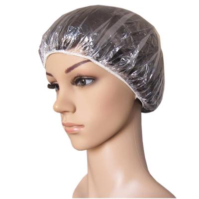 China Viable In Running Disposable Waterproof PE Elastic Clear Plastic Shower Cap Bathing Cap Shower Cap for sale