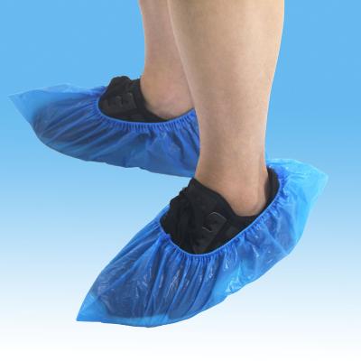 China Lightweight Machine Made CPE Shoe Cover Disposable Push Up Cover For Clean Room for sale