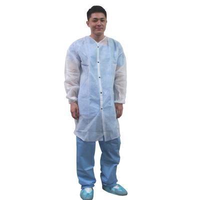 China Free Hospital Sample! Disposable CE PP/SMS/Microporous Non Woven Lab Coat For Protection With Durable Button for sale