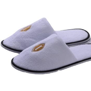 China Personalized Wholesale Cheap Logo Cotton Hotel Non-slip Custom White Guest Slipper Disposable Terry Slipper for sale