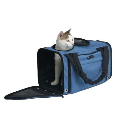 China Small Animals Cat Backpack Expandable Pet Carrier Airline Approved Waterproof Pet Weekender Bag for sale