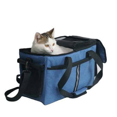 China Luxury Portable Leather Pet Bag Carrier Small Pet Handbag Weekender Pet Weekender Carry Bag for sale