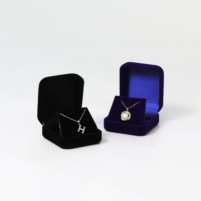 China Flocking Velvet Wholesale Box Jewelry Luxury Flock Packaging Flocking Box Ring Custom Necklace Jewelry Storage Wedding Pendant Box for sale