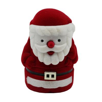 China Flocking Fashion Santa Claus Jewelry Packaging Box Custom Made Flocking Jewelry Box Christmas Mini Jewelery Boxes for sale