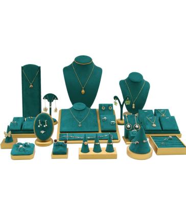 China Custom High Quality Velvet Jewelry Metal Showcases Customization Luxury Velvet Display Modules Jewelry Rack Display Set for sale