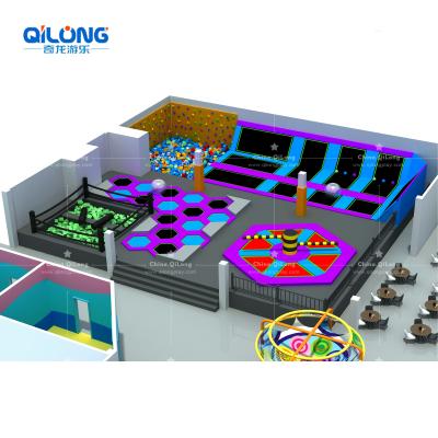 China Free designs as long as given the sizes. Mat Zone Complete Project Indoor Playground Play Systems Trampoline Jumping Interactive Park With Rope Course for sale