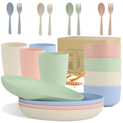 China Amazon Sustainable Hot Sale Wheat Straw Bowls Cups Plates Dinnerware Eco - Friendly Sets for sale