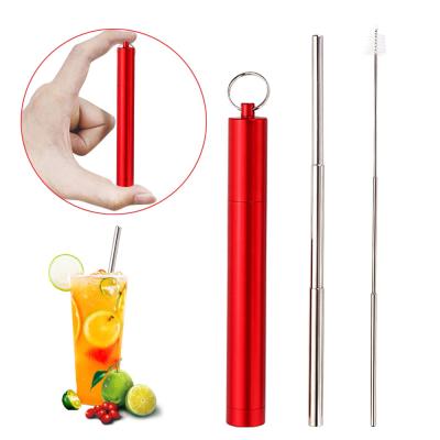 China Sustainable Portable 304 L Stainless Steel Drinking Collapsible Metal Straw With Brush And Metal Carry Case for sale