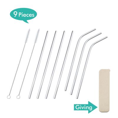 China Edible Drinking Straws Viable Metal 18/10 High Quality Stainless Steel Straw Straight With Cleaner Brush Overall for sale