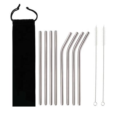 China Viable Hot New Products Different Diameter Sliver Metal Drinking Straws Stainless Steel Metal Reusable Metal Straws for sale