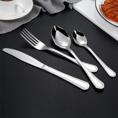 China Viable Promotional Black Tableware Stainless Steel Knife Fork Spoon Cutlery Set for sale