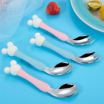 China Sustainable High Quality Reusable Kids Spoon Flatware Set Stainless Steel Cutlery for sale