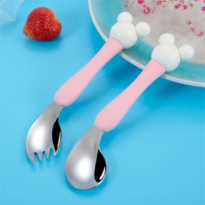 China Viable Made In Porcelain Pink And Blue 304 Stainless Steel Kids Home Cutlery for sale