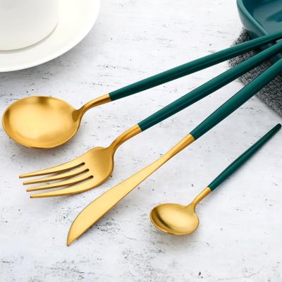 China 2019 Portuguese Royal Gold Cutlery Cutlery Sustainable Wedding Copper Matte Style Edible Flatware Sets for sale