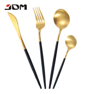 China Viable personalized reusable matte wedding stainless steel 4pcs gold cutlery set for sale