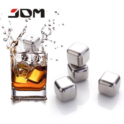 China Sustainable Hot Sale Bar Accessories Custom Reusable Stainless Steel Metal Ice Cubes With Logo Inside for sale