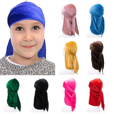 China Multifunctional Hot Sale Children's Rags Pirate Hats Boys And Girls Hip Hop Kids Velvet Durags for sale