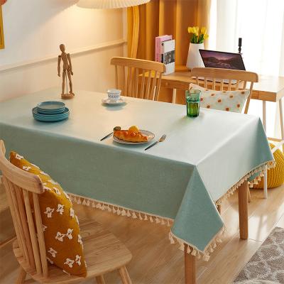 China Waterproof 2022 Spring Waterproof PU Coating Garden Polyester Solid Table Cloth for sale