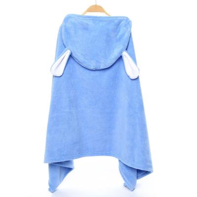 China Child Safe Cartoon Animal Water Absorbing Coral Down Poncho Baby Beach Bath Cape Kids Hooded Bath Towel for sale