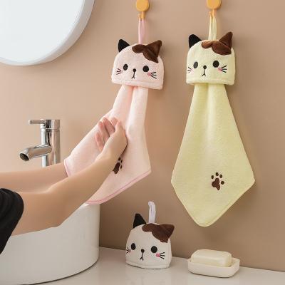 China Coral Velvet Hand Towel Cute Cartoon Kitchen Bathroom Child Safe Warm Dismountable Cloth Thickened Cloth Absorbent Quick Dry Stocks for sale