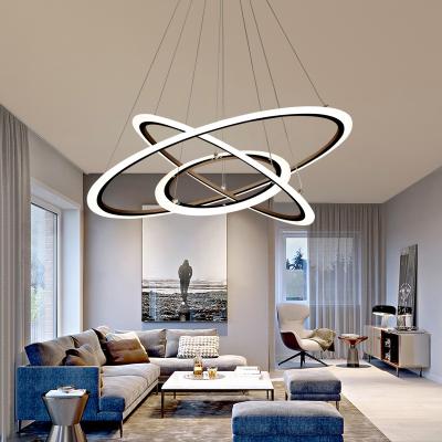 China VVS Modern Linear Black Chandelier Living Room Ring Minimalist Lighting Modern Luxury for sale