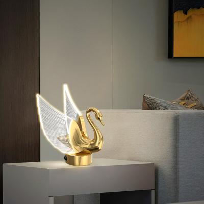 China New Style Gold Metal Modern Luxury Home Bedroom Acrylic Modern Apartment LED Table Lamps for sale