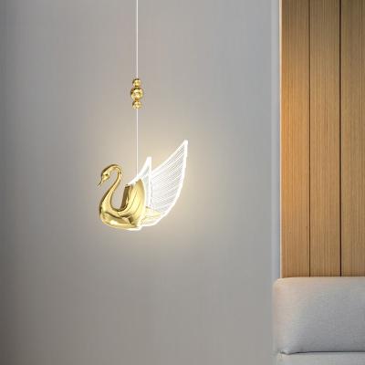 China New Style Modern Gold Metal Acrylic Pendant Lamp Apartment Bedroom Bedside Hanging Light Luxury Chandelier for sale