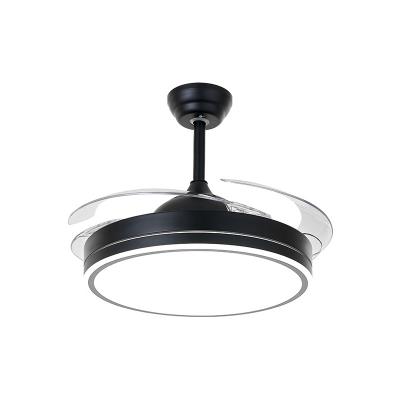 China Modern VVS Modern Remote Control Black Ceiling Fan With Light Chandelier Lamp for sale