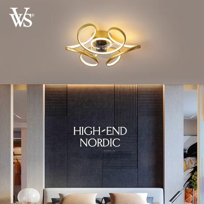 China VVS Latest Version Luxury Black Gold White Working Luxury Indoor Modern Ceiling Fan With Led Light for sale