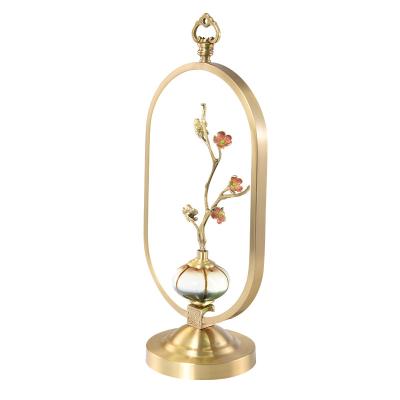 China Luxury Chinese Decorative Bed Side Bedroom Home Hotel Lighting VVS Metal Copper Table Lamp Luxury for sale