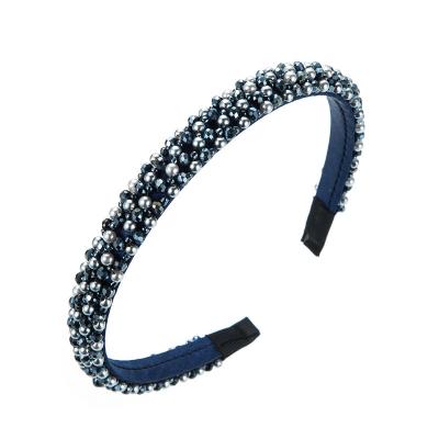 China Cute Handmade European Luxury Rhinestone Pearl Headband Vintage Decoration Vintage Headwear Crystal Gemstone Beaded Headband For Women Girls for sale