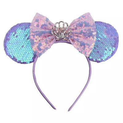 China Cartoon Mickey Ears Hairband Full Sequin Decoration Lovely Mouse Pink Glitter Headband Hair Bow Cute Accessories Children Kids for sale