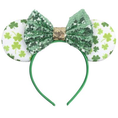 China Kids Mickey Minnie Bow Headband Black Ear Cartoon Mouse Headband St Patrick's Day Hair Band Hair Accessories Decoration Lovely for sale