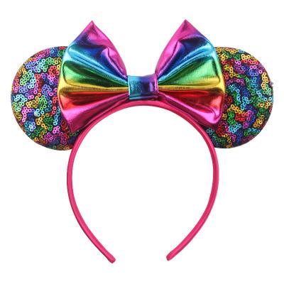 China 2022 cute decoration drop shipping new arrival sequin bow mouse ears headband for kids for sale