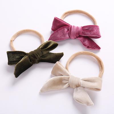 China New decoration factory sale babies velvet hangers elastic nylon headbands knot headband hair accessories for sale