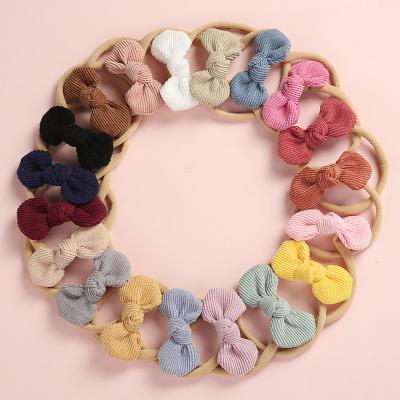 China Decoration Baby Headbands Nylon Bows on Nylon Headband for Newborn Infant Toddler for sale